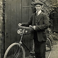 Stanley Ayres with bicycle, before World War I, c 1910