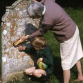 Alice and Keith Tuck recording gravestones, 1981