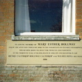 Reading Room memorial plaque to Mary Esther Hollway (1886), recently re-cut.
