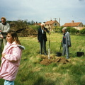 Tree planting on the playing field, probably the Queen’s silver jubilee 1977