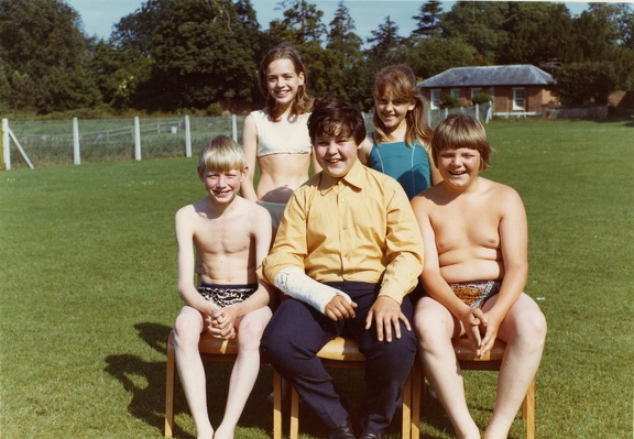 Stanhoe children: front row (l-r) Ian Holme, Stephen Ayres, Neil Barber; back row (l-r) Mary Fuller, Mandy Ireson