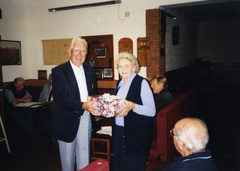 Roy Cooper presenting Ruby Steward on her retirement from Parish Council