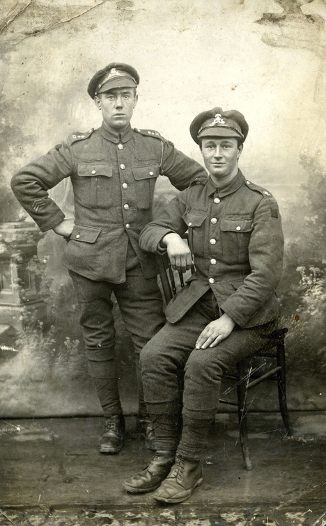 Stanley Ayres (right) in Lancashire Fusiliers uniform