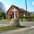The new cross at the top of Cross Lane, 26 April 2001. Methodist chapel in the background.