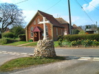 The new cross at the top of Cross Lane, 26 April 2001. Methodist chapel in the background.