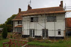 Ivy Farm with scaffolding for demolition, September 2010