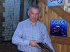 Chris Branch poses with Granddad's double-barrel shotgun, 17 Sept 2011